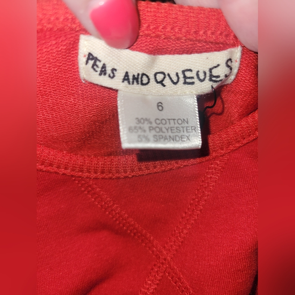New With Tag Peas And‎ Queues Red Asymetrical Hem Dress Sz 6 Girls - Picture 3 of 4